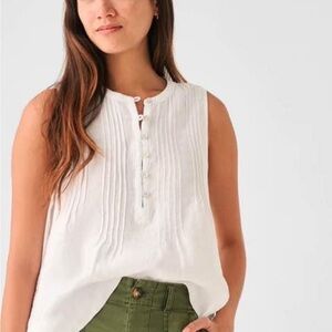 Faherty White Sleeveless Women's Top pure linen